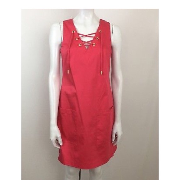 Calvin Klein Bright Red Orange Sheath Dress Size 4 - Picture 1 of 5